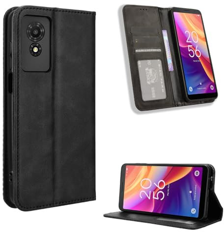 BellaCase TCL 501 4G Coque [Étui Portefeuille] [Fonction Support] [Slots pour Cartes] [Couverture à Rabat Magnétique] Compatible avec Le Smartphone TCL 501 4G(Noir)
