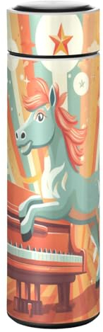 LINNIKEEEE Lindo Unicornio Arcoiris Botella de Agua Térmica - Antigoteo,Acero Inoxidable a Prueba de Fugas para Niños Niñas
