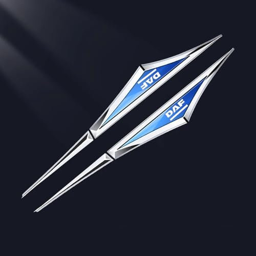 2 Pcs Auto Logo Embleme, Für DAF Aufkleber Dekoration Styling seitliches Emblem Blumenpapier ersetzen Zubehör,F/Blue Silver