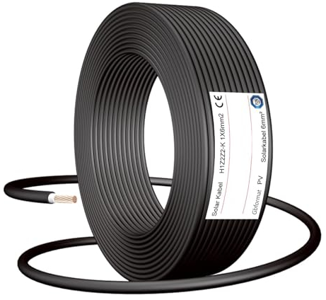 Cavo Solare 6mm² (5M), Cavo Fotovoltaico, Prolunga Cavo Solare 6mm² Nero Singolo, Cavo Fotovoltaico per Impianti Fotovoltaici