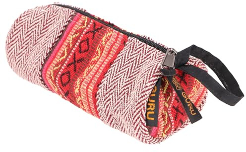 Große Stifttasche Ethno, farbenfrohes Federmäppchen, Utensilo, rot | Handgefertigt aus 100% Baumwolle, unisex, einzigartiges Design, ideal für unterwegs