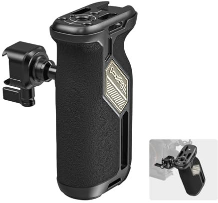 SMALLRIG Universal NATO Side Handle for Left and Right Hand, 360° Rotatable Camera Side Handle with Anti-Slip Silicone, Camera Grip with Built-in Threaded holes, Wrist Strap Hole, Cold Shoe - 4359