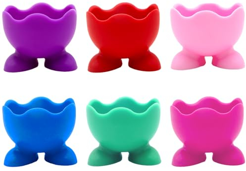 Bekecidi Silicone Egg Cups Set, 6pcs Colorful Egg Cups Egg Cups Stand Eggs Dipping Holder Stand Chicken Egg Cups for Kitchen Boiled Eggs Breakfast, 6 Colors