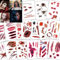 30 Blätt Halloween Tattoo Narben, Halloween Gesicht Schminke Wirkende Narben Wunden Tattoo Aufkleber, Vampir Zombie Blut Tattoo für Cosplay Party Deko Zubehör Kinder Erwachsener Make-up Requisiten