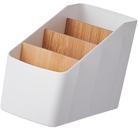 MYSUNBAR Porta telecomandi, supporto da scrivania in legno con 4 scomparti rimovibili, supporto da tavolo per TV, aria condizionata, penne, trucchi, per ufficio, scuola, soggiorno