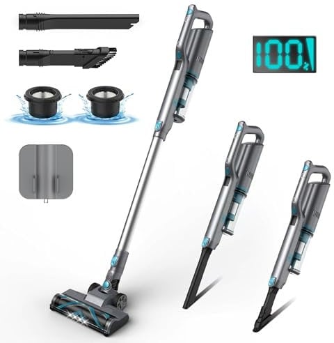 ECOVORTEX Cordless Vacuum Cleaner, Powerful Vacuum with 45 Minutes Runtime, Anti-Tangle Vacuums for Home, 1.2L Dust Cup, Rechargeable Cordless Vacuum for Floor