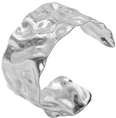 Hyacinthy Armreifen Damen, Armreif Breit für Damen, Oberarmreif Plattiert Verstellbares Offenes Manschetten Armband, Stapelbare Handgelenks Manschetten Arm Bänder für Damen (Silber)