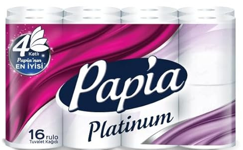 Papia Pure & Soft 4 Ply Toilet Roll 16 Toilet Paper Pack - Extra Pure and Soft - Chlorine, Colorant, Perfume or Optical Bleach Free Toilet Roll, 120 Sheets/roll (4 Ply- 16 Rolls)