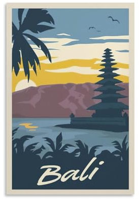 Fbaoda Bali-Poster, Motiv: Vitger, Reiseposter auf Leinwand, Kunst, Wanddekoration, Zimmer, Hausdekoration, Schlafzimmer, Büro, Poster, Drucke, Wandkunst, Paitings, rustikale Heimdekoration für