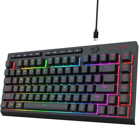 Redragon K524 Wired Gaming Keyboard,RGB Backlit, Dedicated Macro Keys and Multimedia Keys, Anti-ghosting, Spill Resistant, Programmable 75% Portable Quiet Membrane for Win/MAC/PS/Xbox