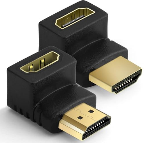 AXFEE 2 Piezas Adaptador HDMI Macho a HDMI Hembra, HDMI Adaptador en Soporte 8K/4K UHD, Macho a Hembra 90 Grados, Alargador hdmi 270 Grados, para Laptops, Tablets, Camcorders, Monitors and TV