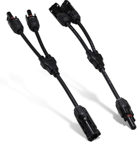 Abzweigbuchsen Y-Stecker Solarstecker,Easy-Klick System, Snap-In-Verriegelung, IP67 Schutzklasse,1 Paar Solarpanel 10AWG Y Stecker Fotovoltaik Kabel, Solar Kabel Y für PV Module (6mm²1Y2 Solarkabel)