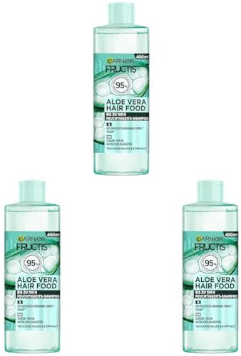 Garnier Fructis Aloe Vera Shampoo, Für normales bis trockenes Haar, Feuchtigkeitspflegende und sanfte Reinigung, Für mehr Glanz und Geschmeidigkeit, Mit Kokosnussöl, Ohne Silikone, Hair Food, 400ml