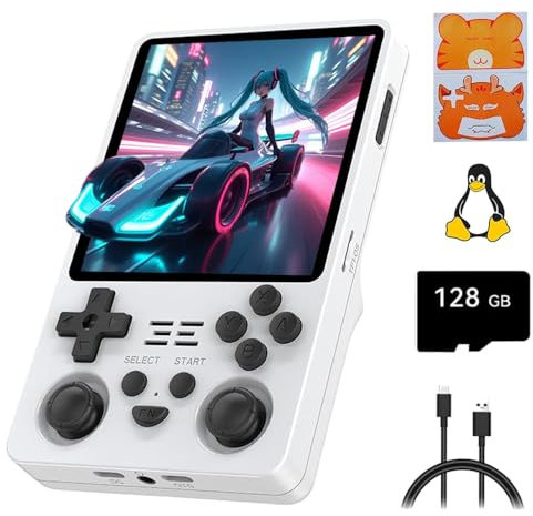Actualia RGB20SX Console de jeu portable, 16 + 128 Go pré-installée, 20 000 Gmaes, console de jeu portable IPS Open Source Linux rétro de 4, émulateur portable pour adultes