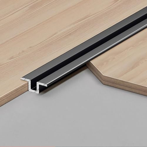 Aluminium U-Profil Übergangsleiste Boden Türplatte 3 Stück 100cm Wasserdichte Abschlussleiste für Fliesen, Laminat, Holz, Keramikböden - Eloxiertes Metall Übergangsprofil(Schwarz,Breite: 18mm)