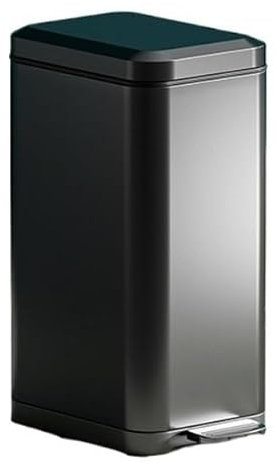 JUNCHENG1008 rubbish bin 7/9/13/15/16/18/20Liter Slim Kitchen Trash Can with Removable Liner Bucket and Handle, Brushed Stainless Steel, Soft-Close, Foot Pedal indoor bin with lid(Matte Black,20L)