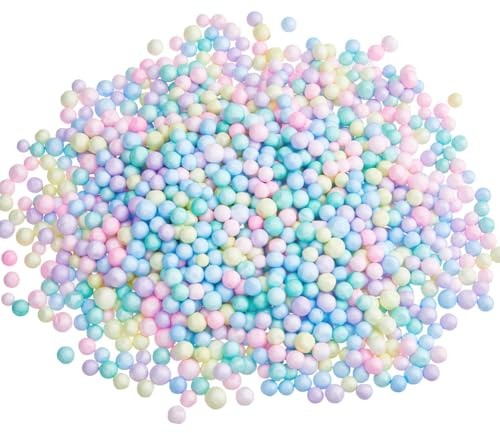 DICOSMETIC 17G Bunte Schaumstoffbälle Kleine Schaumstoffperlen 7-10mm Bunte Schaumballfüller Runde Schaumbälle Schleimzubehör Für Geschenkboxen Hochzeitspartydekoration Basteln