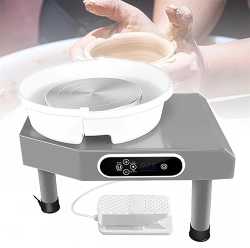 Tornio elettrico per ceramica da 25 cm, macchina per tornitura dell'argilla in ceramica, macchina per la formatura della ceramica con pedale,Grey