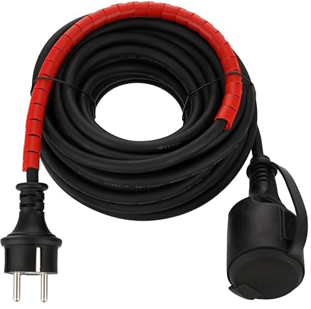 REV Verlängerungskabel 10m - mit Kabelschutz, Outdoor, 3600W, IP44, schwarz