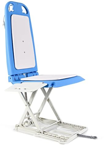 SuperHandy Portable Floor & Bath Lift – 26V 51.8Wh Battery, Lightweight 19 lbs, Foldable, 330 lb Capacity, IP68 Waterproof Lift for Seniors, Ergonomic Seat with Removable Panels (Spa Blue)