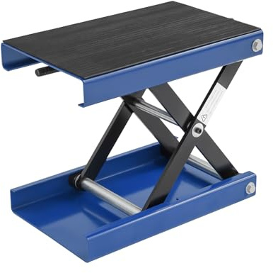 Deurqund Motorrad Hebebühne, höhenverstellbarer Motorradheber 9,3–35 cm – Tragkraft 500 kg, klappbare Motorradhebebühne für Reifenwechsel & Wartung mit Rutschfester Plattform (Blau)