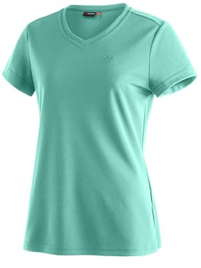 Maier Sports Trudy T-Shirt Damen, Funktionales Sportshirt & Oberteil | Atmungsaktives Piqué Basic Shirt mit V-Ausschnitt für Wandern, Gym & Freizeit, Perfekt für den Sommer