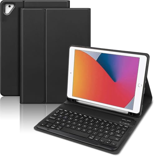 Clavier Coque pour iPad 9,7 6e Gén / 5e Gén/ iPad Pro 9,7 / Air 2 / 1 | Étui Clavier avec Bluetooth Sans Fil et Support pour Stylet (Noir)
