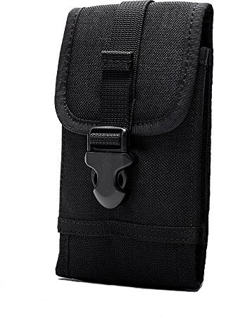 OneTigris MOLLE Handytasche für 11,9 cm (4,7 Zoll) 14 cm (5,5 Zoll) Handy mit schlanker Hülle (Schwarz – 1000D Nylon)