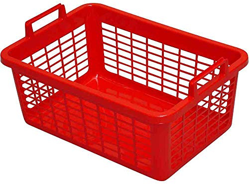 Wäschekorb eckig 80 l, 80 cm, rot | Tragegriffe, Kunststoff, Wäschebehälter, Aufbewahrung, stapelbar, robust, leicht, Ordnungssystem, Haushalt, vielseitig