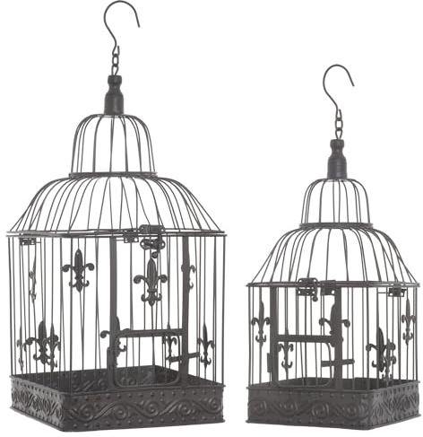 Moritz Deko-Vogelkäfig Vogelkäfig Antik Kolonialstil Antik Shabby Style Käfig Nostalgie Landhausstil VK3VK-AB (Set)