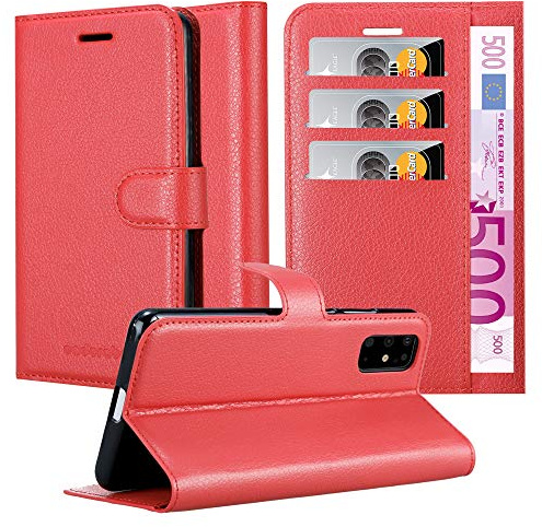 Cadorabo Hülle kompatibel mit Samsung Galaxy S20 Plus Handyhülle aus Kunst Leder Flip Klappbare Stoßfeste Magnetische [Standfunktion] [Kartenfächern] Cover Hülle für Galaxy S20 Plus Tasche in Rot