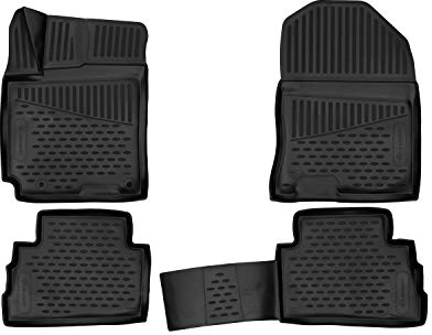 Element Passgenaue Premium 3D Gummimatten Fussmatten Designed für Hyundai Kona, Mk1, 2017-2023, 4 TLG, Schwarz