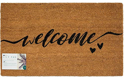 LPDoormats - welcome door mat - large coir doormat 75 x 45 - heavy duty brown doormat size 75cm x 45cm - indoor door mat - outdoor sheltered use mat - front door mats (Welcome)