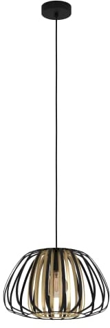 EGLO Pendelleuchte Encinitos, 1 flammige Hängelampe, Hängeleuchte aus Metall in Schwarz und Messing-Gebürstet, Esstischlampe, Wohnzimmerlampe hängend mit E27 Fassung, Ø 37,5 cm