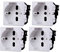 Prises Électriques Standard Schuko 2P+T 16 A, Compatible avec Bticino Matix (4 pièces, blanc)