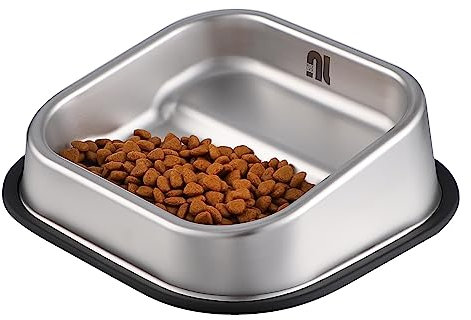 Nicelock Stainless Steel Dog Bowl, Slanted Dog Bowls, Tilted Angle Bulldog Feeder, Non-Slip & Non-Spill & Premium Material & Easier to Eat, for Flat-Faced Dog Breeds or Cats