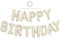 TONIFUL Cream White Happy Birthday Balloons Banner, 16 Inch Mylar Foil Letters Sign Bunting Reusable for Kids & Adults Party Decorations