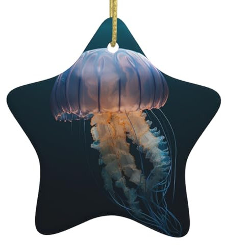 Weihnachtsbaumschmuck, 3D-Quallen, Weihnachtsbaum, Keramik, hängend, zweiseitig bedruckt, Weihnachtsbaumschmuck für Weihnachten, Familie, Party, Urlaub, dekorativ