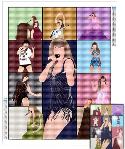 Ljevandria Taylor Diamond Painting Erwachsene,Diamant Painting Set Art Kits Diamond Painting Bilder Crystal Rhinestone Bastelset Home Wall Decoration Geschenk 30x40CM (Musik Singer)