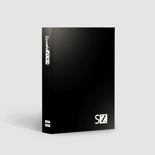 ScuolaZoo Schülerkalender 2024-2025 mit Memes und Aufklebern, erhältlich mit 6 Deckblättern und 2 Größen (Total Black, 13 x 17 cm)