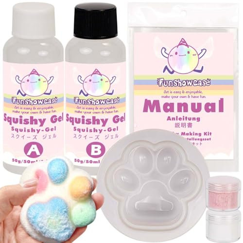 Taba Squishy Kit de gel liquide + moule en silicone patte de 7,6 cm + flocage