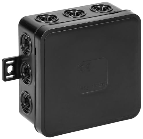 Miratic Abzweigdose Wasserdicht IP54 Verteilerdose Außen Wasserdicht mit 12 Gummidrüsen Abzweigdose Aufputz Robuste und Sichere Elektroinstallation für Außenbereiche (schwarz)