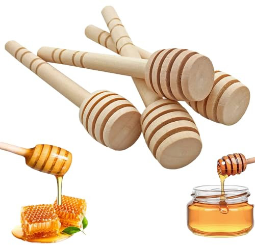 EVDZNA Lot de 50 cuillères à miel en bois - Mini cuillère à miel de 10 cm - Mélangeur à miel en bois - Mélangeur à miel avec fente - Pour collecter et distribuer le miel, confiture, sirop, fête