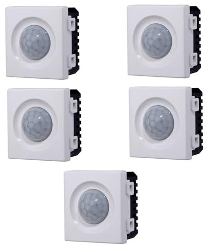 Moduli Bianchi, Compatibile Con Bticino Matix, interruttori, pulsanti, deviatori, dimmer, sensori, PIR, buzzer, Per Placche originali e compatibili (5x, Sensore di movimento PIR)
