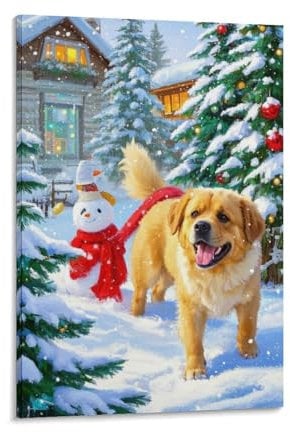 PHQAZWSXE Rottweiler Leinwandbilder Wanddeko Weihnachts-Rottweiler Bild Auf Leinwand Zimmerdeko Leinwand Leinwanddrucke Für Home Wohnzimmer 20x30inch(50x75cm)