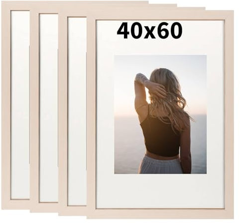 Truevaste 4 Stk. Bilderrahmen 40x60 cm Holz, MDF Fotorahmen mit Acrylglas, Klassischer Bilder Rahmen für Wand Tischbilderrahmen mit Aufhängen Aufstellen, Picture Frame für Fotos Poster Dokument
