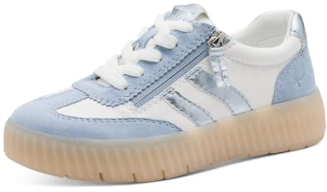 Tamaris Damen Wide FIT Sneaker flach mit Reißverschluss Freizeit, blau (lt Blue Comb), 38 EU