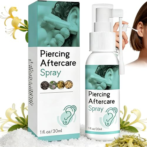 Piercing Aftercare Spray: Piercing Cleaning Solution, Sterile Saline for Ear Nose Navel, Saline Spray Piercing Care, Ear Piercing Cleaning Solution