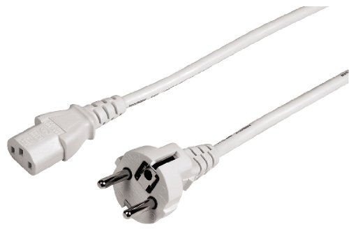 Hama Cable de alimentación para dispositivos de refrigeración (5 m, cable de alimentación para PC, para monitor, impresora, PS3/PS4 PRO, 3 pines), color blanco