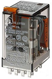 Finder 553480120040 Relais, steckbar, Schutzart RT IV, 7 A, 12 VAC, mit Prüftaste, mechanischer Anzeige